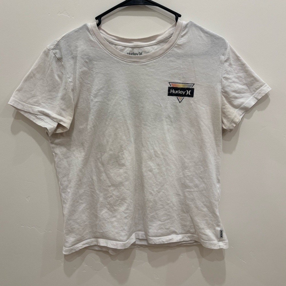 Hurley White Tee with Logo Tag